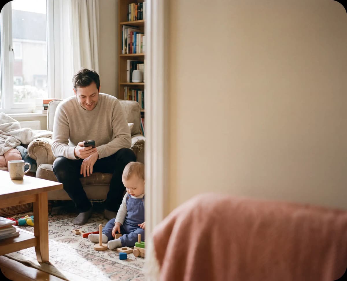 A parent using RecallScope while spending time with their child
